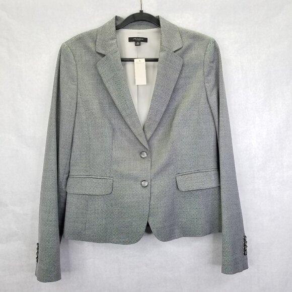 Ann Taylor Blazer Jacket Women's 10 Wool Blend 2 Button Single Breasted Grey NEW - Picture 1 of 16